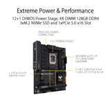 Asus TUF Gaming B760-PLUS WiFi D4 - Placa Base ATX Intel LGA 1700 (PCIe 5.0, Tres PCIe 4.0 M.2, VRM de 12+1 Fases, 2.5Gb Ethernet, DisplayPort, HDMI, USB 3.2 Gen 2 Type-C Frontal, Aura Sync)