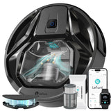 LEFANT M320 Aspirador Robot Potente 6000Pa, Robot Aspirador con Anti-Obstáculos PSD, 210 Minutos, Autorecargable, Robot Aspirador y Fregasuelos Ideal para Suelos Duros, Pelo de Animales, Negro