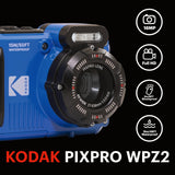 KODAK Pixpro WPZ2 - Cámara de Fotos Digital compacta, 16 mm, Impermeable y antigolpes, Color Amarillo