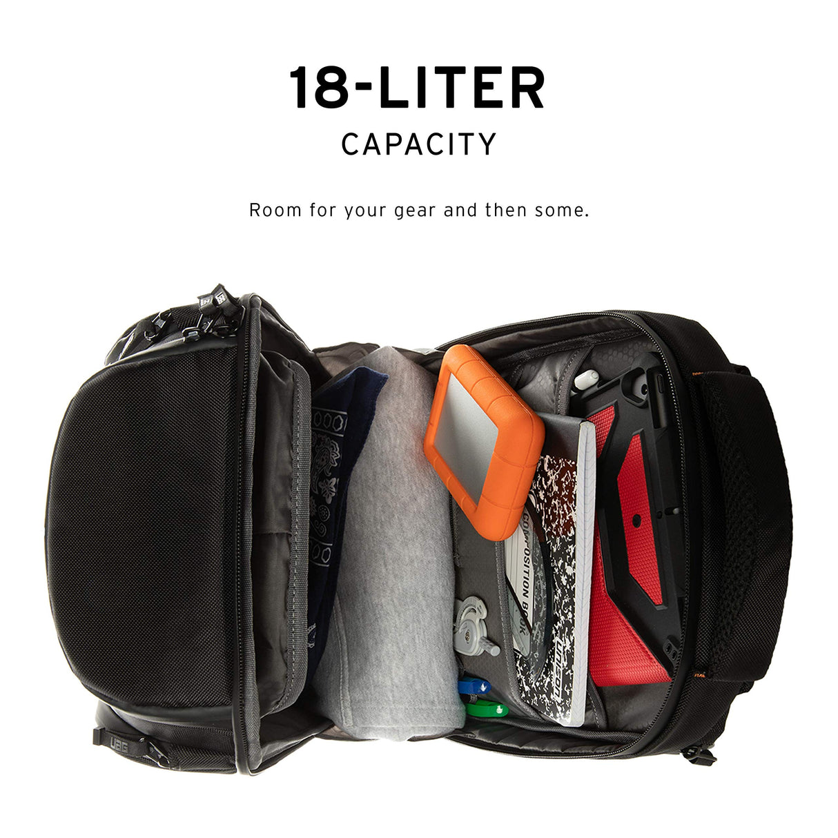 Urban Armor Gear Mochila para portátiles y tabletas de hasta 13" Pulgadas - (18 litros, máximo Confort de Transporte, Acolchado ergonómico, Material Resistente al Desgaste) - Negro