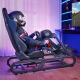VEVOR Soporte para Volante de Carreras para Logitech G923/G920/G29, Cabina de Simulador de Conducción de Acero Resistente, y Ángulo del Pedal Ajustables 605-795 mm ± 5, Compacto, 1430 x 640 x 1270 mm