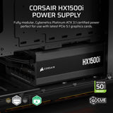 CORSAIR HX1500i (2025) Fuente de Alimentación ATX Ultra Silenciosa Totalmente Modular con Cable 12V-2x6 – Compatible con ATX 3.1 y PCIe 5.1, Eficiencia Cybenetics Platinum – Negro