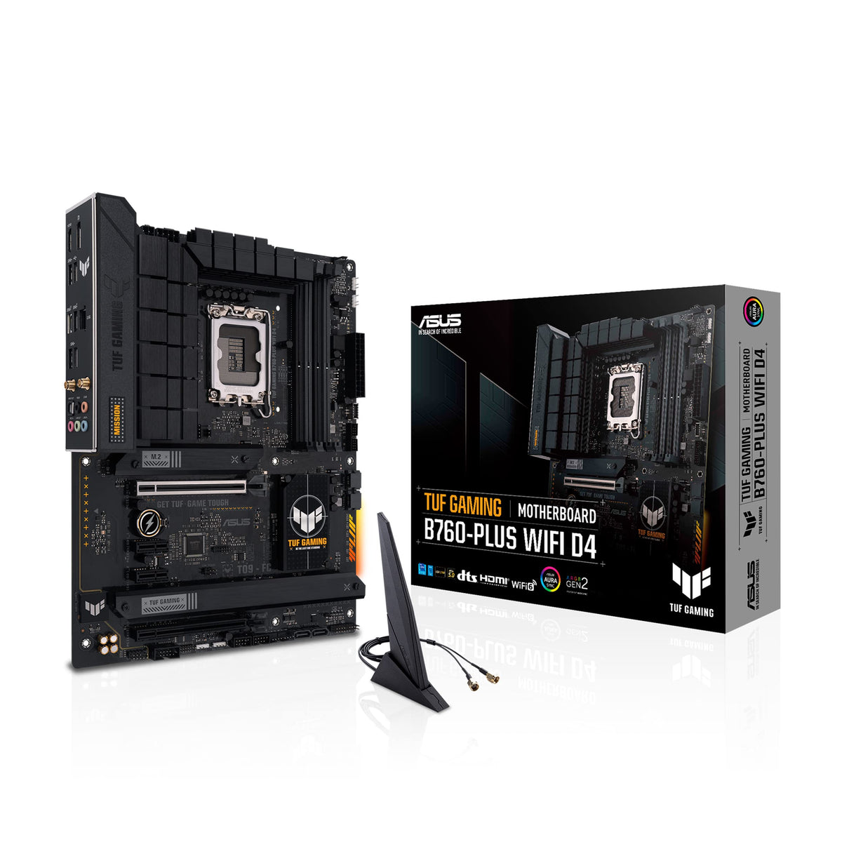 Asus TUF Gaming B760-PLUS WiFi D4 - Placa Base ATX Intel LGA 1700 (PCIe 5.0, Tres PCIe 4.0 M.2, VRM de 12+1 Fases, 2.5Gb Ethernet, DisplayPort, HDMI, USB 3.2 Gen 2 Type-C Frontal, Aura Sync)