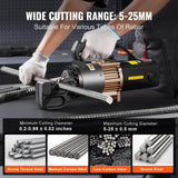 VEVOR Cortadora de Varillas de Refuerzo Hidráulica Eléctrica Portátil de 2000 W, hasta 4 a 25 mm en 3,5 Segundos, Acero de Alta Potencia con Accesorios Ricos en Aceite, Negro, 480 x 130 x 240 mm