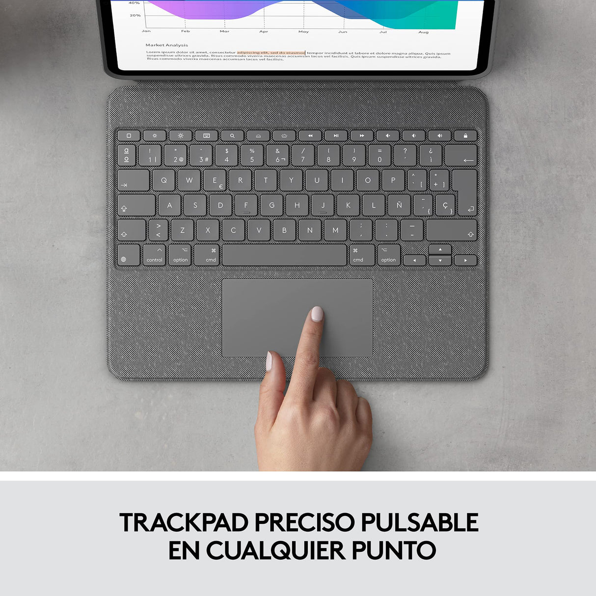 Logitech Combo Touch Funda con Teclado para iPad Pro 12,9 Pulgadas (5a Gen. - 2021) - Teclado Retroiluminado Extraíble con Soporte, Trackpad, Smart Connector - Disposición QWERTY Español - Gris