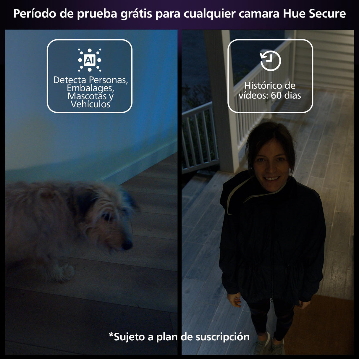 Philips Hue Secure - Cámara de Video Vigilancia con Cable (Blanca) + 2 Sensores de Contacto (Blancos) + 2 Bombillas Color + Bridge, fácil instalación, Audio bidireccional, Funciona con App