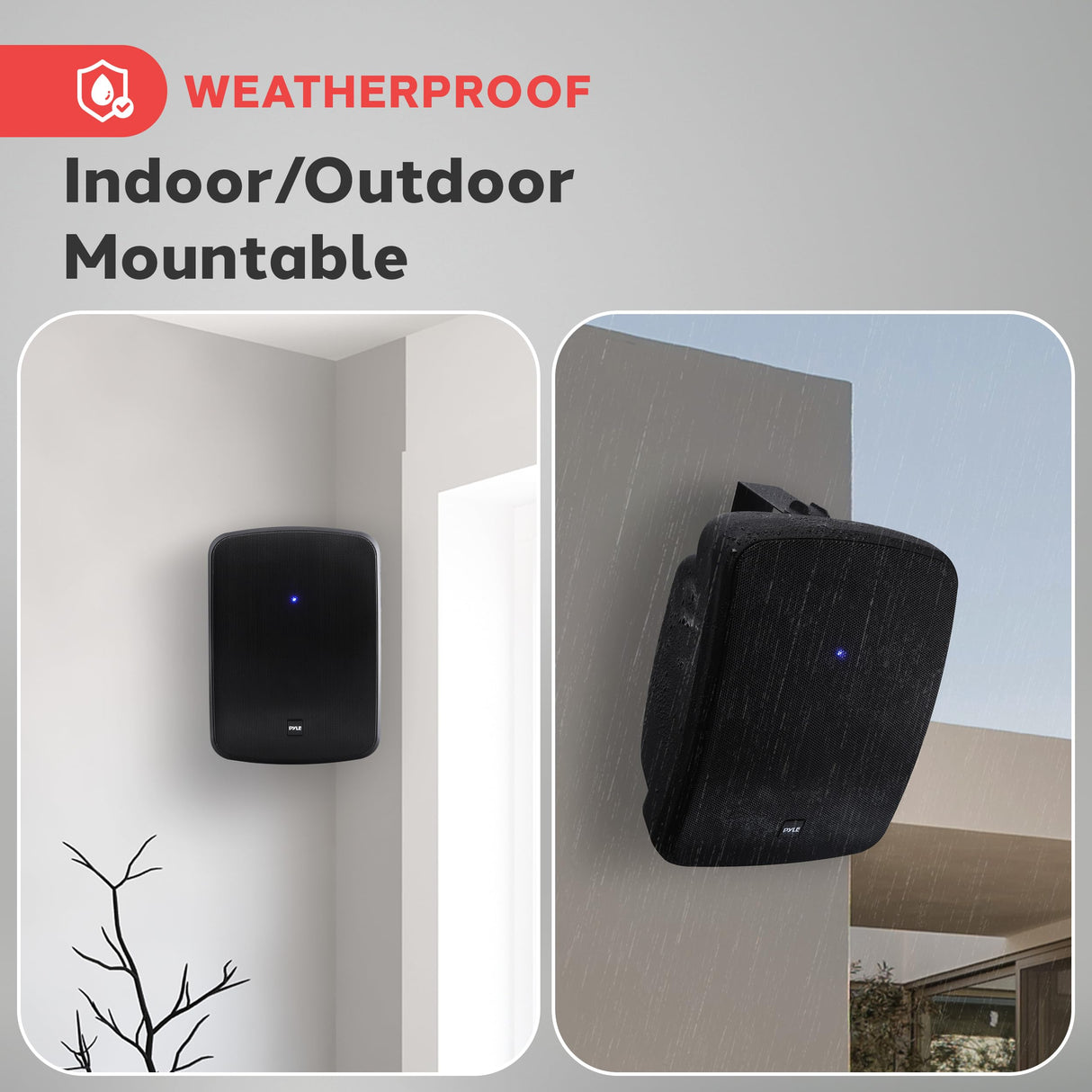 Pyle Altavoces Bluetooth Resistentes al Agua para Exterior – Altavoces de Pared 2 Vías de 5,25" (13,34 cm) con Rejilla Protectora, Soporte Universal – para Terraza, Jardín e Interior (Par)