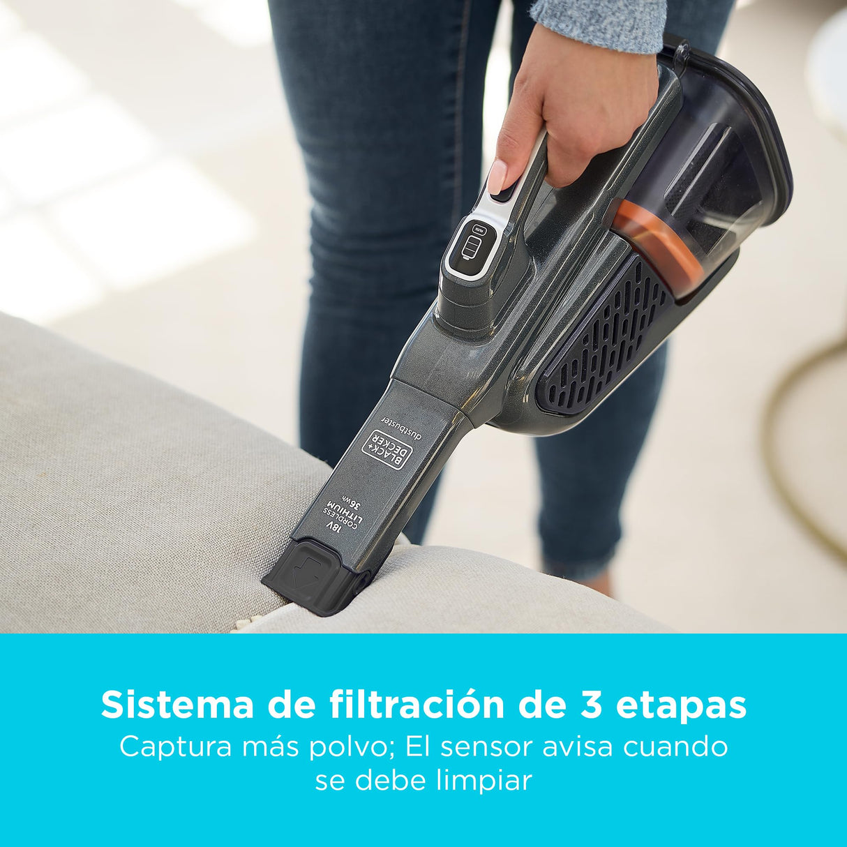 Black+Decker Aspirador de Polvo sin Cable de 18 V con batería de 36 WH y estación de Carga, BHHV520BT-QW