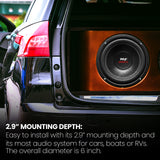 Pyle Altavoz de Audio, 600V, Coche, Subwoofer, Cono de Papel no prensado de 6.5”, Cesta de plastico Negro, Bovina movil Doble, Impedancia de 4 Ohm, Estereo
