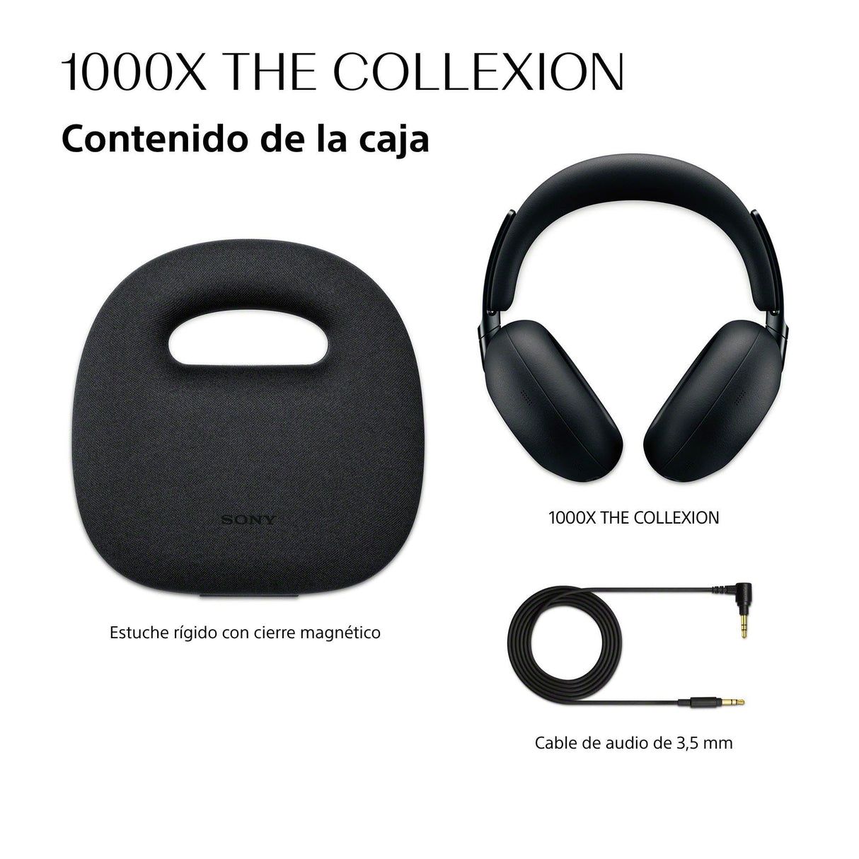 Sony 1000X The COLLEXION Auriculares inalámbricos de Lujo Bluetooth con Noise Cancelling Premium, Sonido Hi-Res Estudio; 360 Upmix, con Estuche para Viajes, Negro, Nuevo Modelo