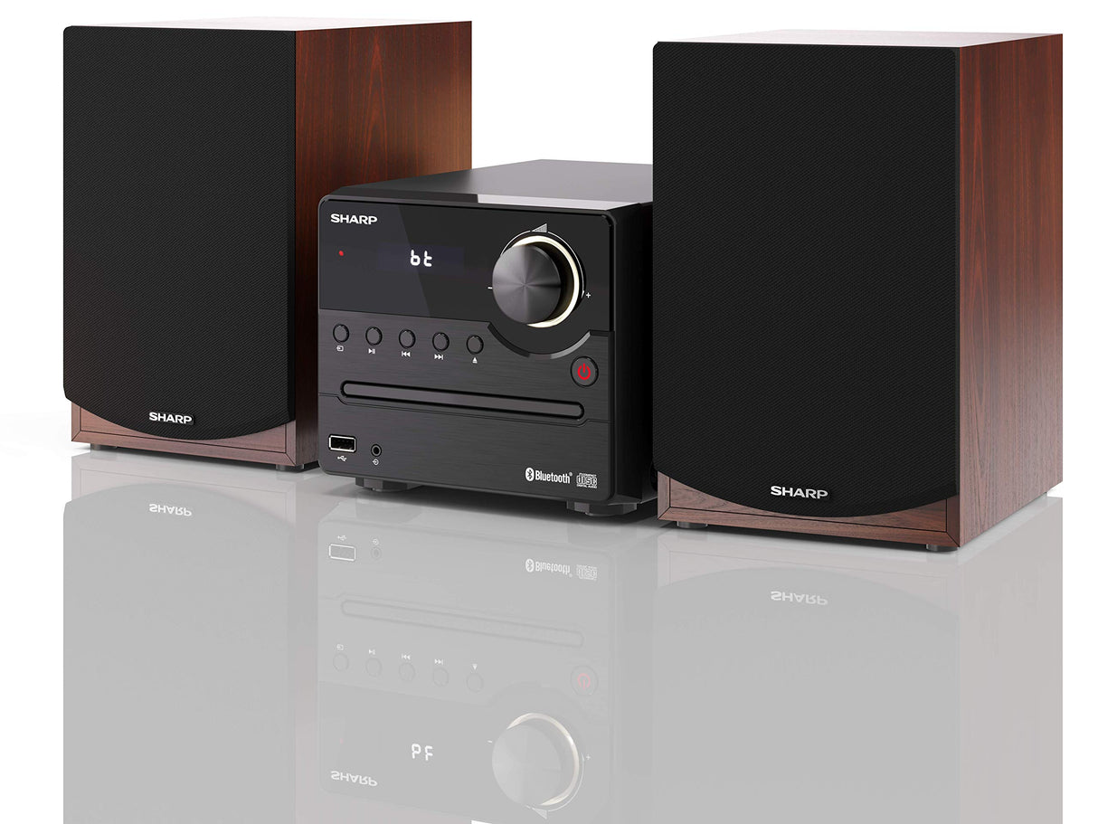 Sharp XL-B512(BR) Microcadena Sound System Estereo con Radio FM, Bluetooth v5.0, CD-MP3, reproducción USB, Altavoces de Madera y 45W Color Marron