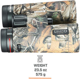 Bushnell - Legend L-Series Binocular - 10x42 - Realtree - Prisma de Techo - Rainguard HD - Recubrimiento de banda ultra ancha - Cristal ED - 198105