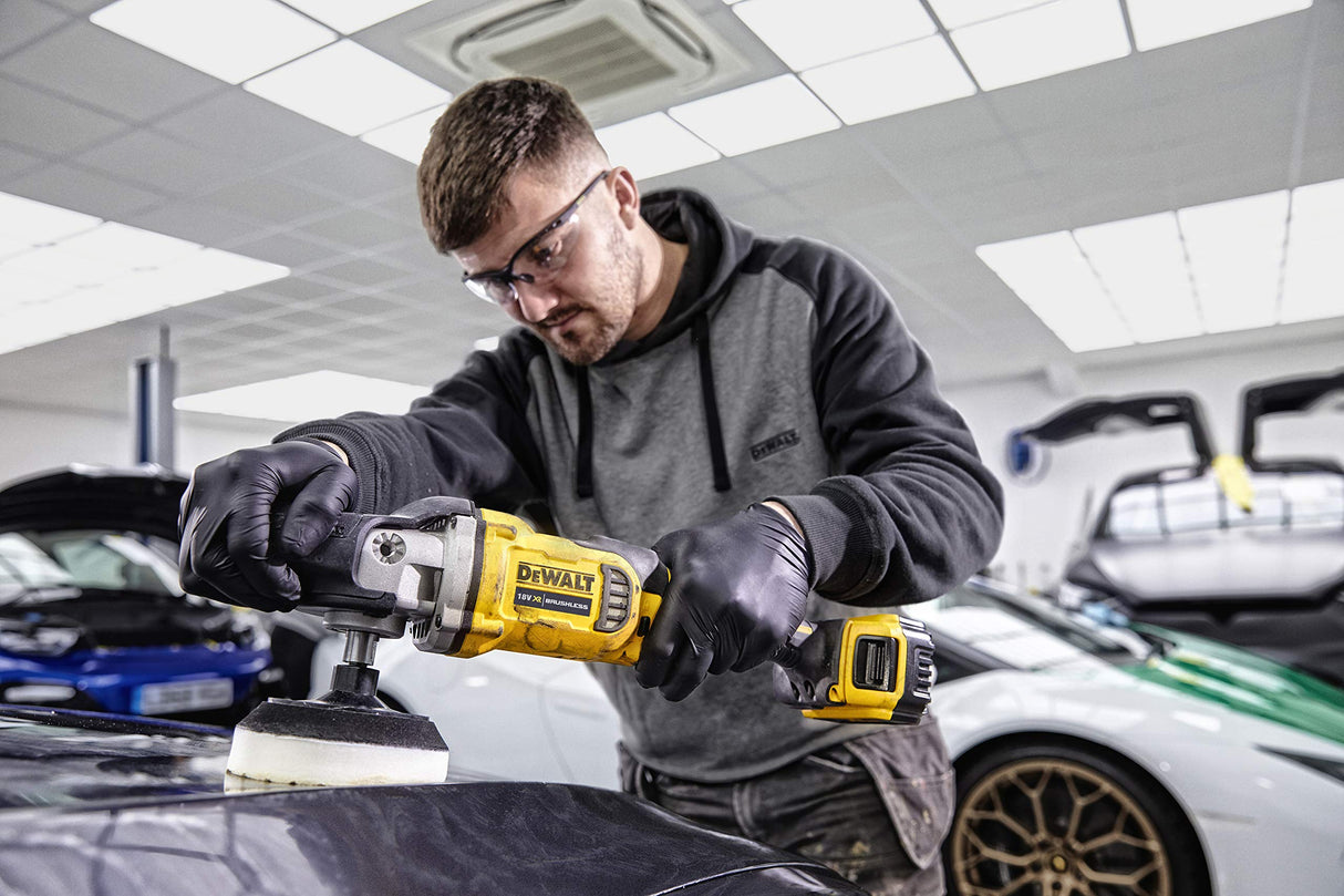DEWALT DCM849P2 - QW - Pulidora para Metal sin escobillas XR 18V 180mm Rotativa con 2 baterías Li - Ion 5Ah con maletín TSTAK II, 90 W, 18 V, Amarillo