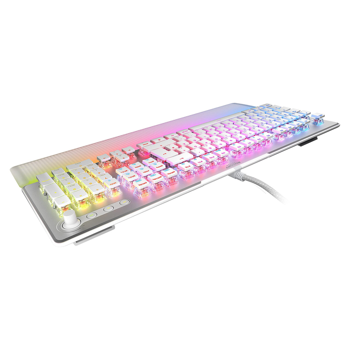 Roccat Vulcan II MAX - Tastatur para Juegos Blanco, Interruptor Rojo Lineal, diseño alemán