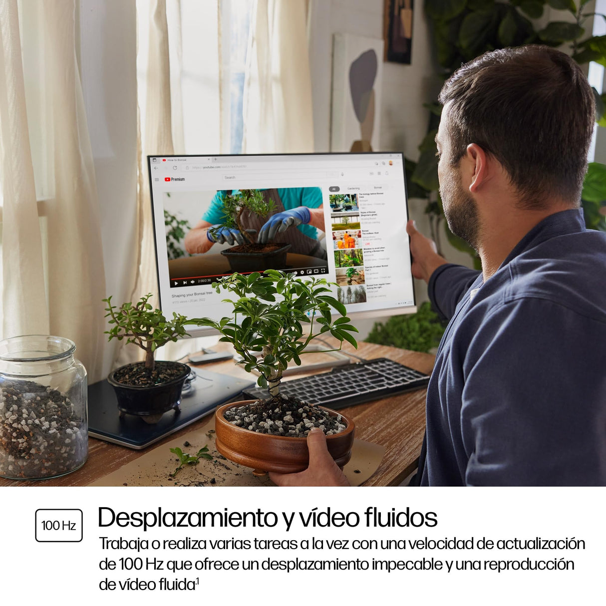 HP 527sa- Monitor de 27" FHD con Altavoces Integrados (1920x1080, IPS, 100 Hz, 5ms, 99% sRGB, 300 Nits, contraste 1500:1) Blanco con Soporte Plateado