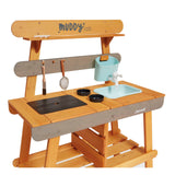 JANOD Muddy Lab-Cocina Infantil de Madera FSC-10 Accesorios-Juego de Imitación Exterior para Niños-A Partir de 3 Años, J06632, Color Azul Cielo/Gris, 77 x 35 x 95 (JURATOYS