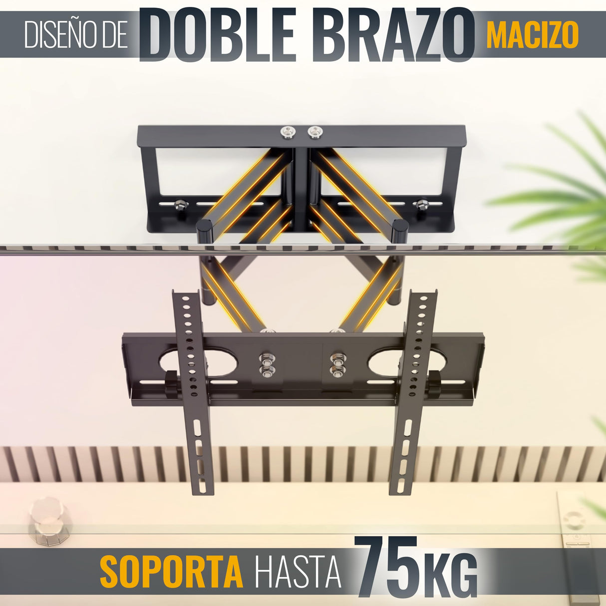 RICOO Soporte TV Pared Giratorio Inclinable Televisión 32-65" (81-165cm) R28 Brazo Universal Televisor LED/LCD/Curvo VESA 200x200-400x400 Negro