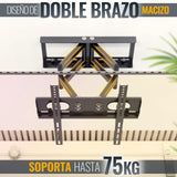 RICOO Soporte TV Pared Giratorio Inclinable Televisión 32-65" (81-165cm) R28 Brazo Universal Televisor LED/LCD/Curvo VESA 200x200-400x400 Negro