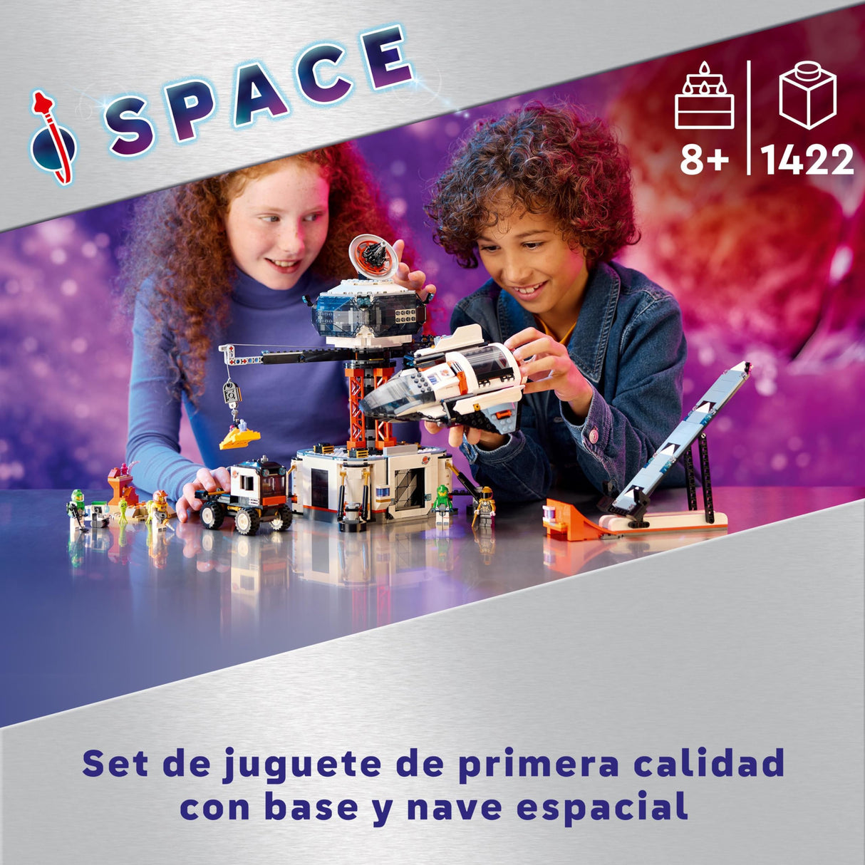 LEGO City Base Espacial y Plataforma de Lanzamiento, Juego de Exploración Planetaria, Regalo para Niños y Niñas de 8 Años o Más, 6 Minifiguras, Robot de Juguete y 2 Figuras de Acción de Aliens 60434