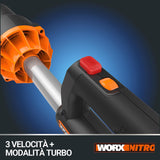 WORX WG585E Soplador de Hojas 40V Máx. (2x20V) Motor sin escobillas, Incluye 2 baterías de 4Ah y Cargador Doble,Tecnología de amplificación de Aire