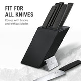 Victorinox Swiss Modern Soporte para 6 cuchillos, incluyendo 5 cuchillos de cocina y 1 tenedor, fabricado en madera de haya lacada en negro