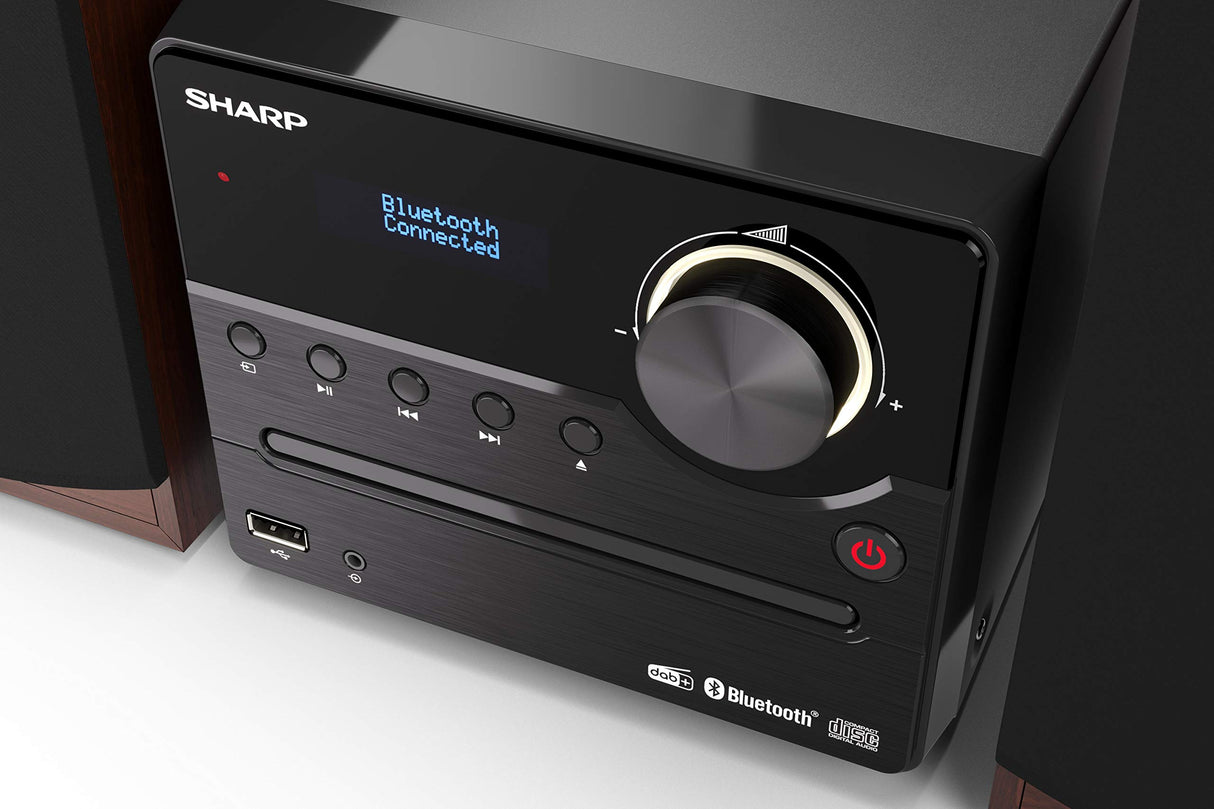 Sharp XL-B517D(BR) Microcadena Sound System Estereo con Radio Dab, Dab+, FM, Bluetooth, CD-MP3, reproducción USB, Altavoces de Madera y 45W Color Marron