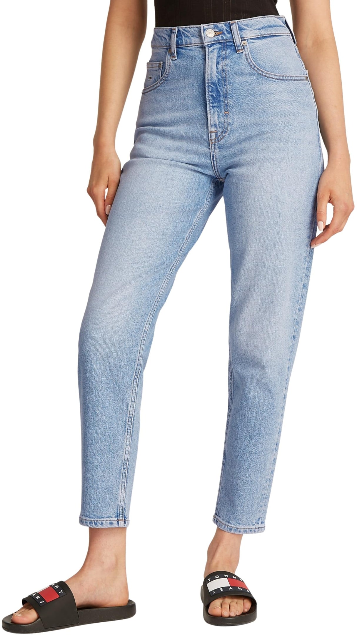 Tommy Jeans Vaqueros Mujer Mom Jeans Cintura Alta, Azul (Denim Light), 28W/26L