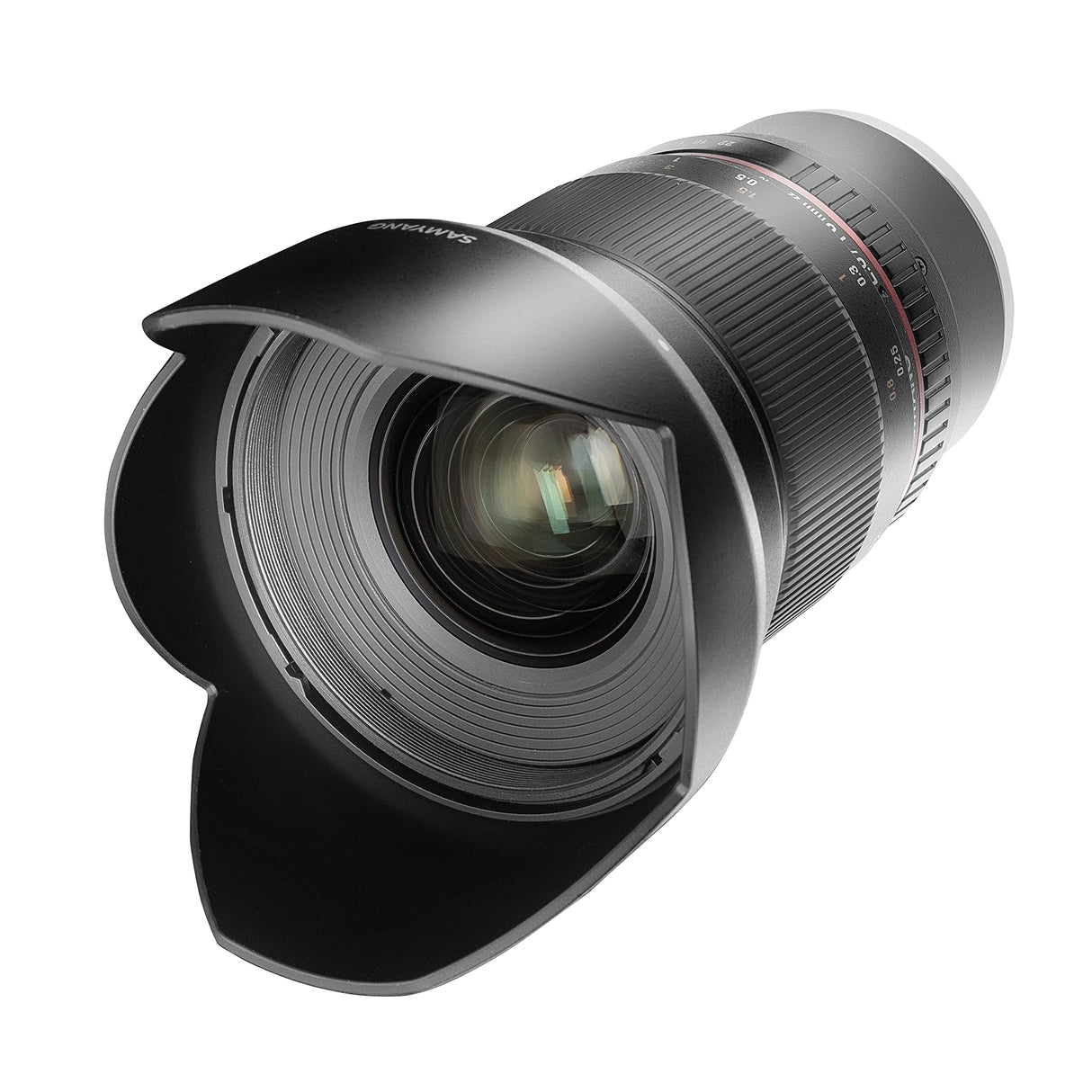 Samyang F1120709101 - Objetivo fotográfico DSLR para Micro Cuatro Tercios (Distancia Focal Fija 16mm, Apertura f/2-22 ED AS UMC CS, diámetro Filtro: 77mm), Negro