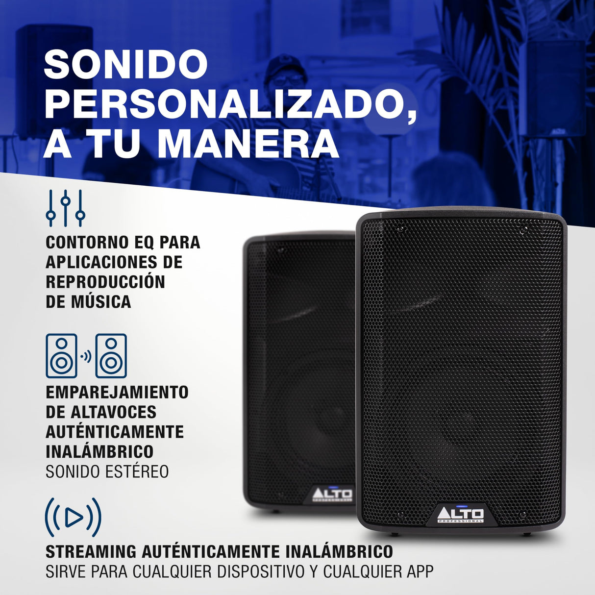 ALTO TX408 Altavoz Autoamplificado 350W 8 Pulgadas con TWS por Bluetooth, Mesa de Mezclas de 2 Canales, para Actuaciones de DJ o de Bandas y Estudios de Ensayo