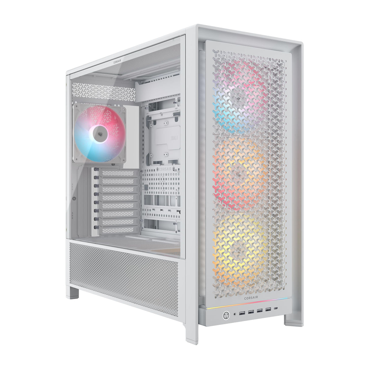 CORSAIR Frame 5000D RS ARGB Caja Modular Mid-Tower de Gran Flujo de Aire para PC – 4X Ventiladores RS Preinstalados, Sistema de Montaje de Ventiladores InfiniRail – Blanc