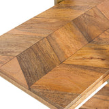 DRW Estanteria de Suelo de Metal con 3 baldas de Madera en Dorado y Natural 101x36x183 cm