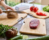 Joseph Joseph Nest™ Juego de 3 Tablas de Cortar de Bambú, Doble Cara, Antideslizantes, Iconos de Alimentos, Soporte de Metal