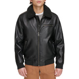 Levi's Men's Faux Leather Aviator Bomber Jacket with Sherpa Collar Chaqueta, Negro, M para Hombre