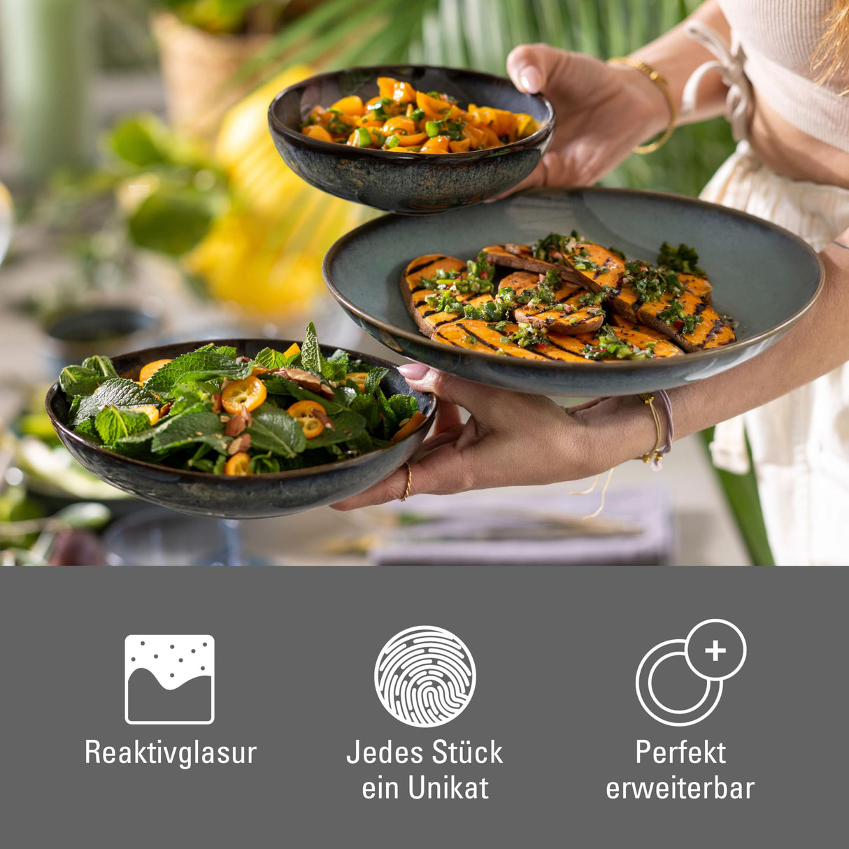 like. by Villeroy & Boch Lave, Set De Vajilla De Loza, 6 Piezas, Aspecto Alfarero, Servicio De Desayuno Para 2 Personas, Gris