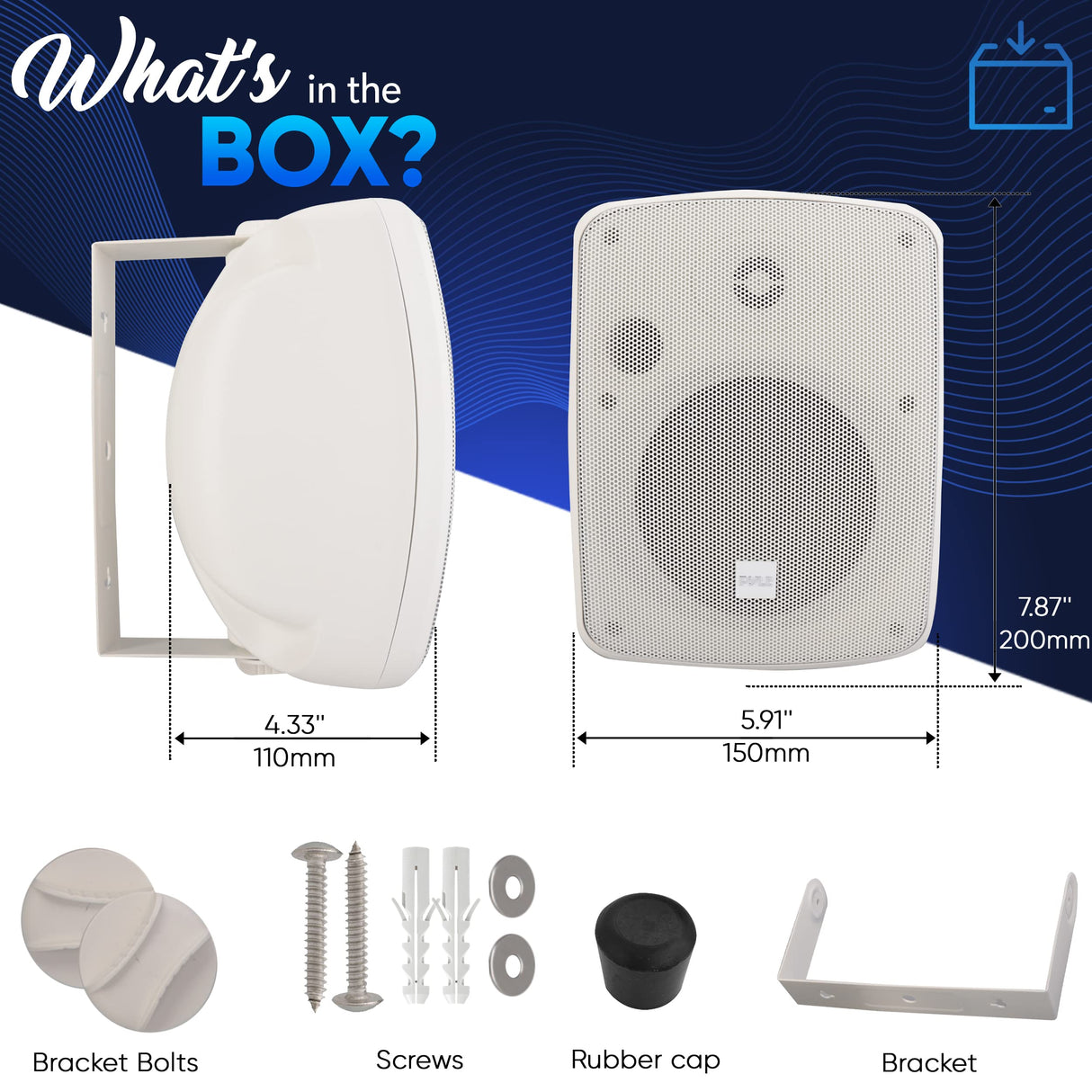 Altavoz de Patio al Aire Libre para Montaje en Pared, 3.5 Pulgadas, 2 vías, Resistente a la Intemperie, Altavoces comerciales montados en Pared o Techo con Transformador Integrado de 70 V, gabinete