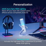 ASUS ROG Carnyx Micrófono USB Gaming (cápsula de Condensador de 25 mm, 192 kHz/24 bits, cardioide, Filtro de Paso Alto, Filtro antipop, Soporte metálico antichoque, Aura Sync RGB), Blanco Lunar