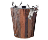 EDZARD Enfriador de Botellas Milwaukee, Altura 29 cm, Madera, con inserción de Acero Inoxidable, Asas con diseño de Cabeza de Ciervo, Enfriador de champán, Enfriador de Vino