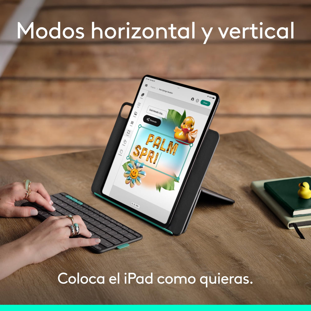 Logitech Flip Folio, funda con teclado para iPad Pro (M4) y iPad Air de 13 pulgadas (M2 y M3) (2024, 2025) – Funda protectora con Bluetooth almacenable, multidispositivo, QWERTY Español - Grafito