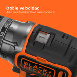 BLACK+DECKER Taladro percutor inalámbrico de 18V con 2 baterías de 2,5Ah, velocidad variable, 2 engranajes, 52Nm de par, POWERCONNECT, BL188E2K-QW