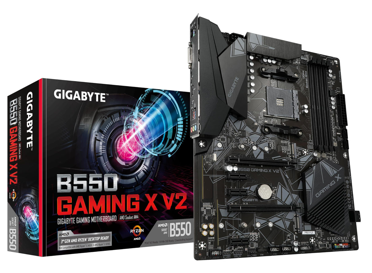 GIGABYTE B550 Gaming X V2 Placa base - Procesadores AMD Ryzen 5000, VRM de 10+3 fases, hasta 4733 MHz DDR4, 1xPCIe 4.0 + 1xPCIe 3.0 M.2, LAN 1GbE, USB 3.2 Gen 2