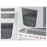 Leitz Destructora IQ Office Pro P6+ - Destructora de papel de corte supermicro, destruye 6-5 hojas a la vez (70-80 gms), papelera de 30 l, blanco/plata, 80100000