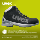 Uvex 1 Bota de Seguridad S2 SRC - Zapato Profesional de Trabajo - Punta Antiaplastamiento de Composite - Negro, Talla 42