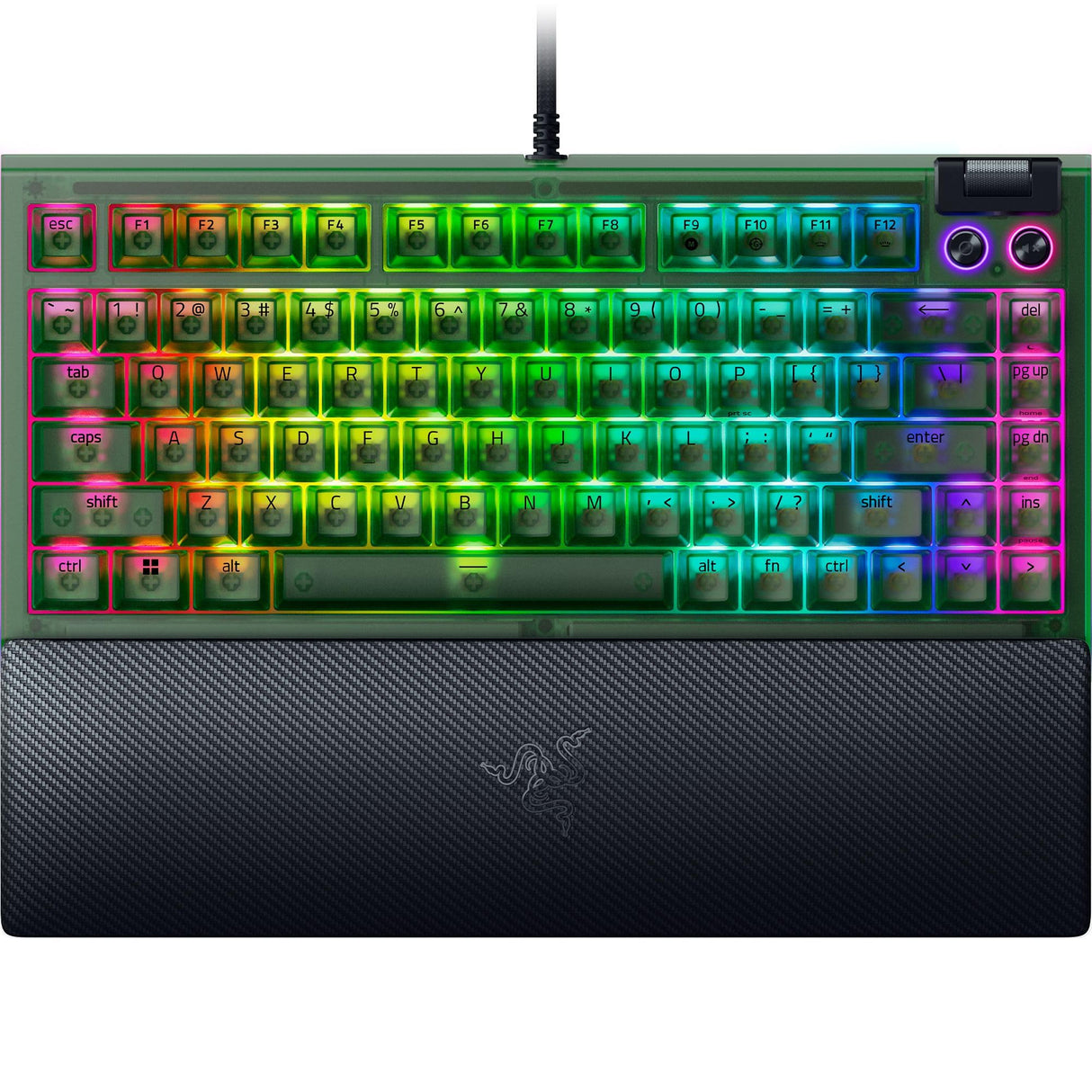 Razer BlackWidow V4 75% Phantom Green Edition - Teclado mecánico para Juegos Intercambiable en Caliente (táctiles Naranjas, Rodillo, 2 Botones dedicados) Diseño US | Phantom Green