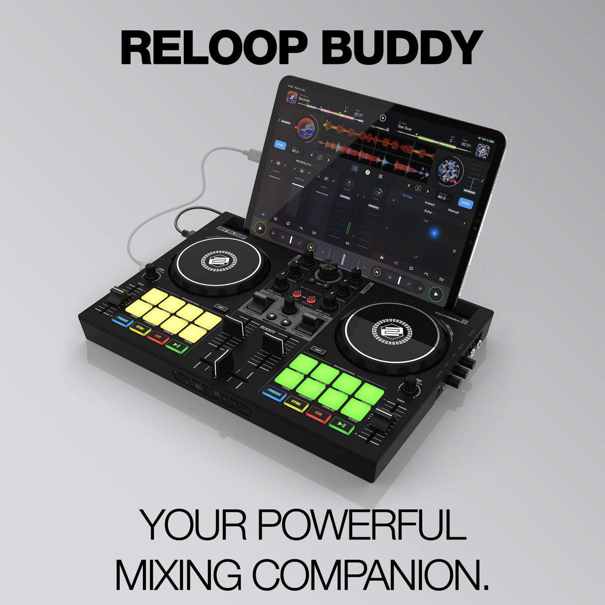 Reloop Buddy Controlador DJ de alto rendimiento y muy compacto para el software djay en todas las plataformas iOS, Mac, PC, Android, iPadOS