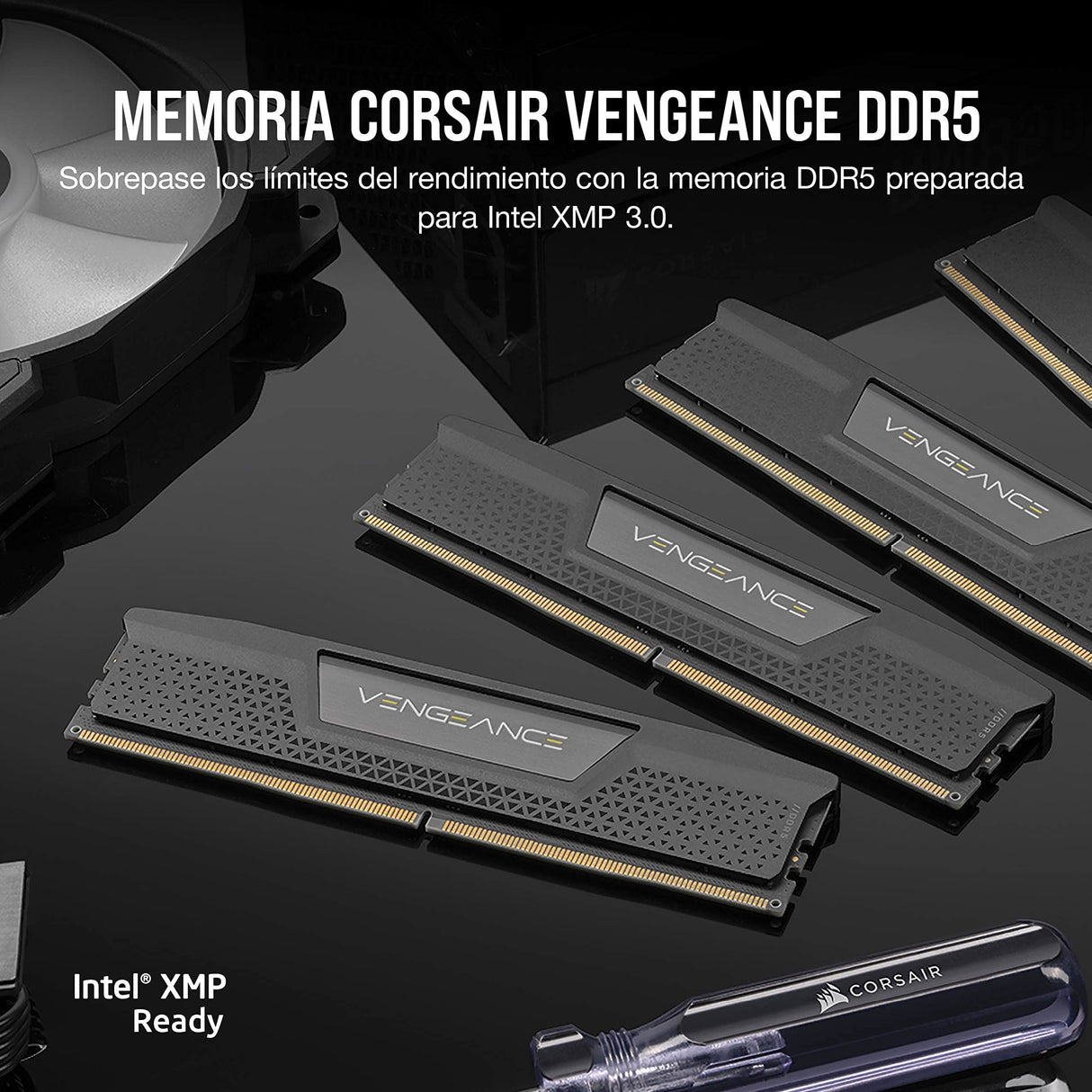 Memoria RAM CORSAIR Vengeance DDR5 de 96 GB (4x24 GB) a 6400 MHz CL32 Compatible con Intel XMP iCUE - Negro (CMK96GX5M4B6400C32)