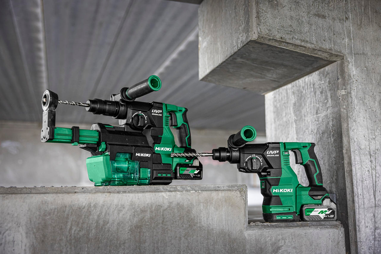HIKOKI DH3628DC - Martillo perforador y cincelador con batería (36 V, velocidad de ralentí 4300 min-1, energía de impacto: 3,2 J, sin escobillas, sin batería, cargador ni maletín de transporte)