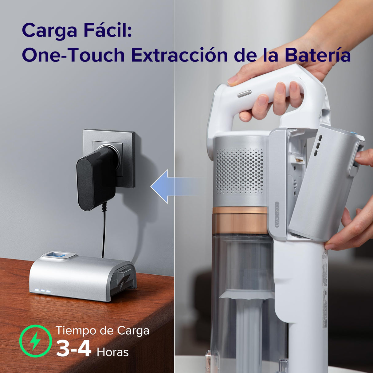 LEVOIT Aspiradora sin Cable, 4 en 1 Aspirador Escoba con Tecnología Antienredos, 3 Modos y hasta 50Min, 99,9% de Filtración, Ligero y Luz LED, Potente para Pelo de Mascotas, Polvo, Suelos Duros