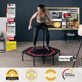 SportPlus Trampolín Fitness con Mango Regulable – Cama Elástica para Adultos – Ideal para Ejercicios en Casa - Carga Máxima de 130 Kg - Diámetro 110 cm