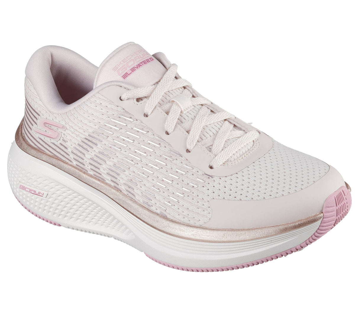 Skechers Go Run Elevate 2.0 Badric, Zapatillas Mujer, Natural Textile/Pink Trim, 39.5 EU