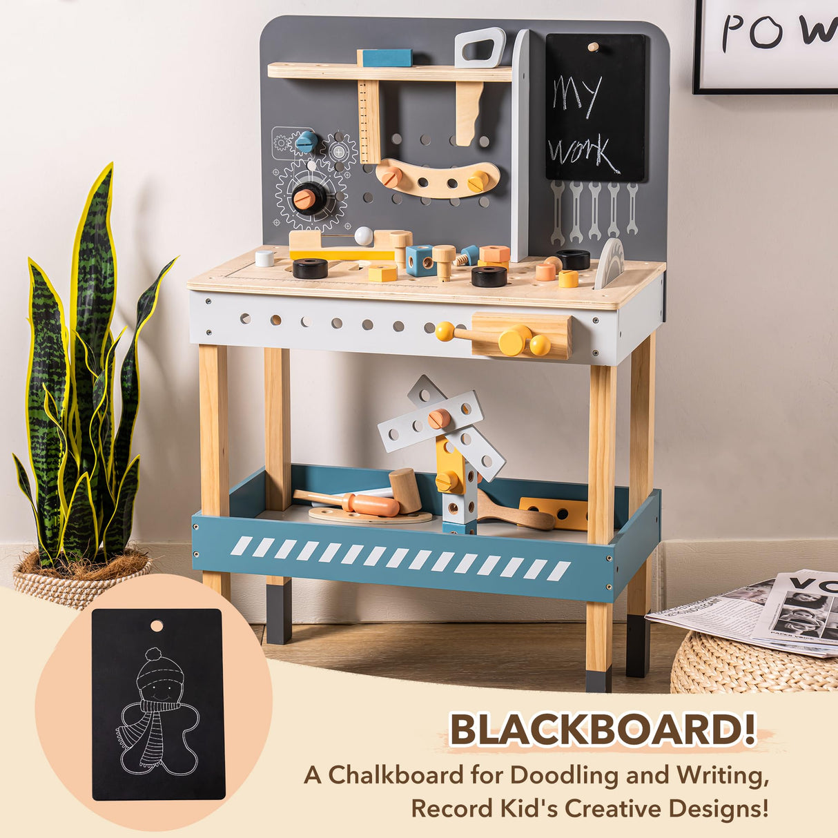 ROBUD Banco de Trabajo de Madera para niños con Herramientas y Accesorios